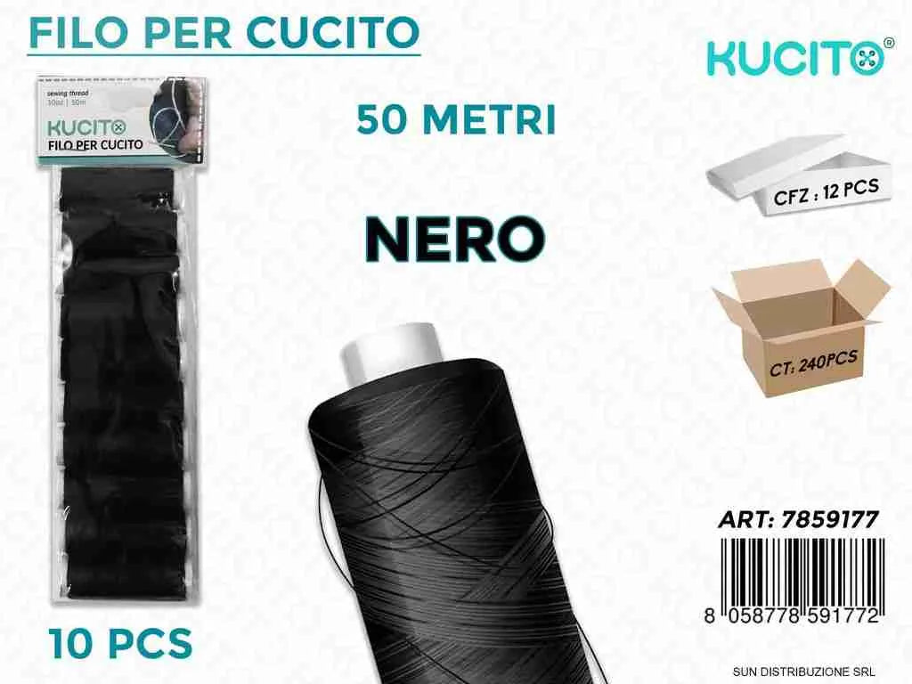FILO PER CUCITO NERO 10 PCS- 50MT