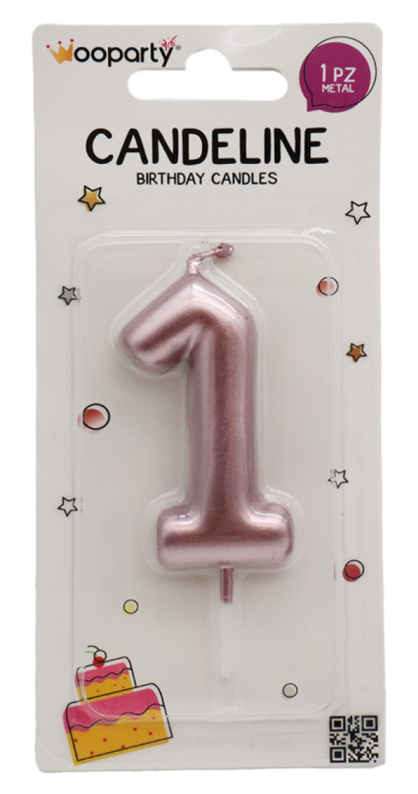 WOOPARTY CANDELINA ORO ROSA N.1 8.5CM
