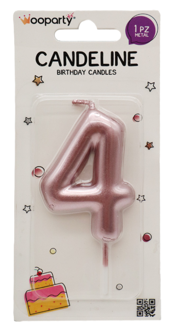 WOOPARTY CANDELINA ORO ROSA N.4 8.5CM