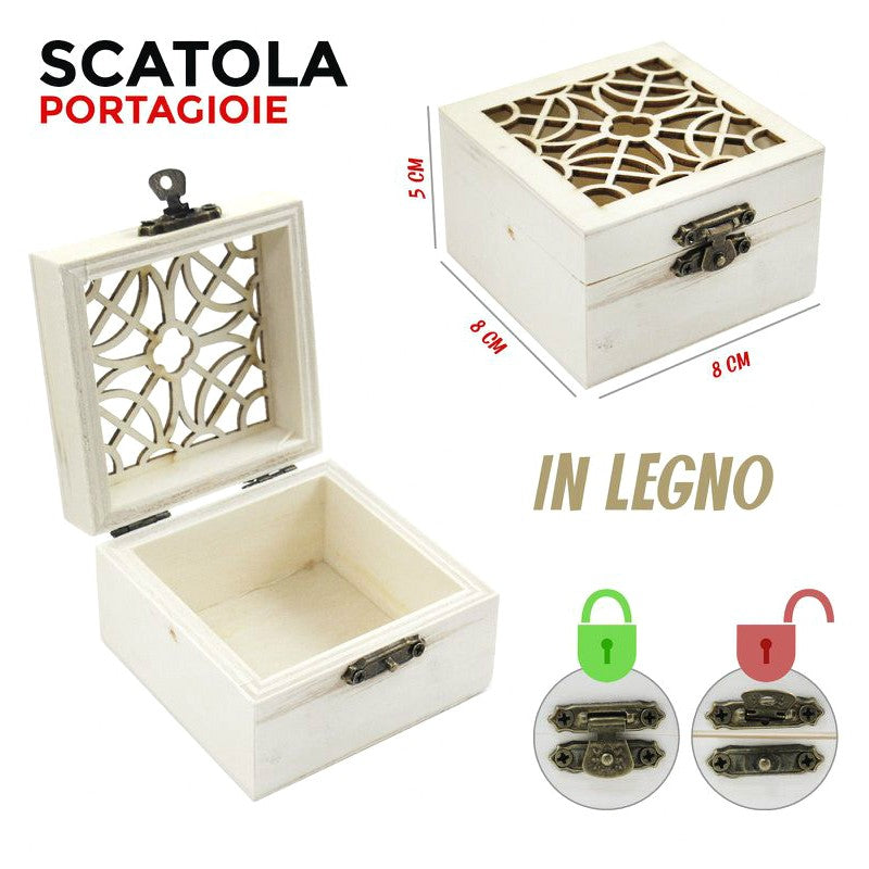 SCATOLA DEC. PORTAGIOIE IN LEGNO 8*5*8CM